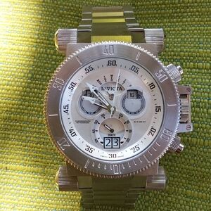 Invicta Silver and White Chronograph Watch